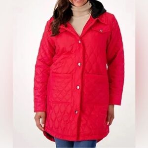 Nuage Women's Quilted Puffer Coat in Red size L